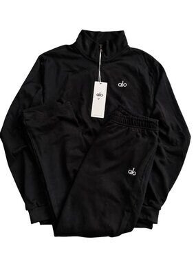 Black Alo Yoga Quarter Zip + Sweatpants Set